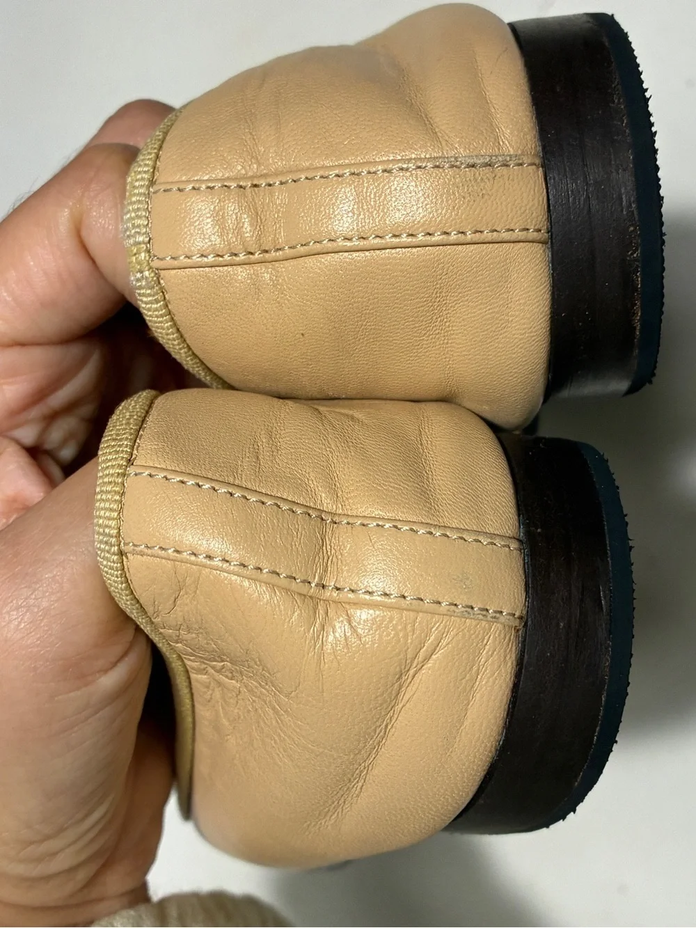 CHANEL Two-Tone Beige and Black Cap-Toe Ballet Flats